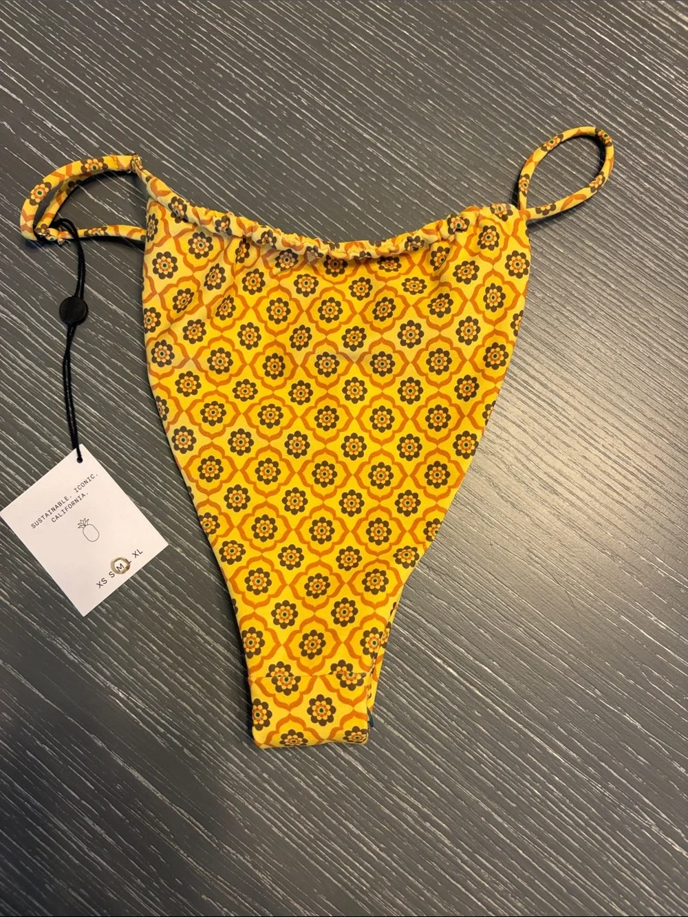 Skatie Yellow Floral-Print Bikini Bottom